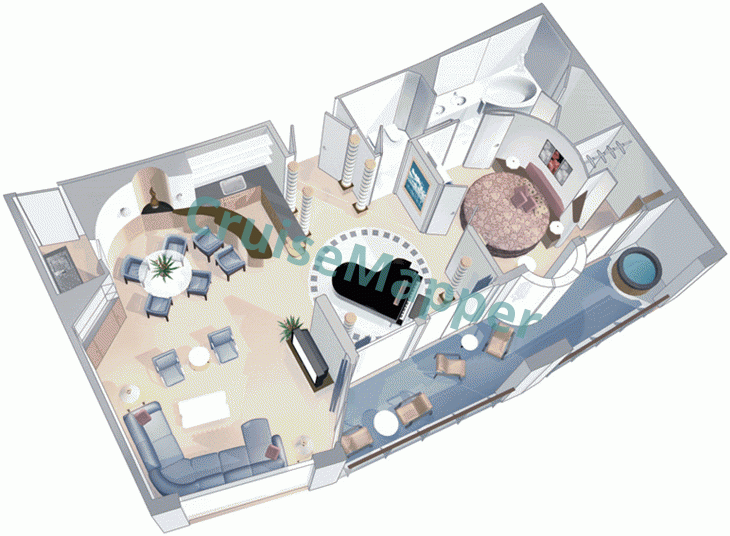 Adventure Of The Seas 1-Bedroom Royal Suite  floor plan