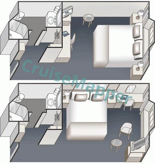 Diamond Princess Oceanview Cabin  floor plan