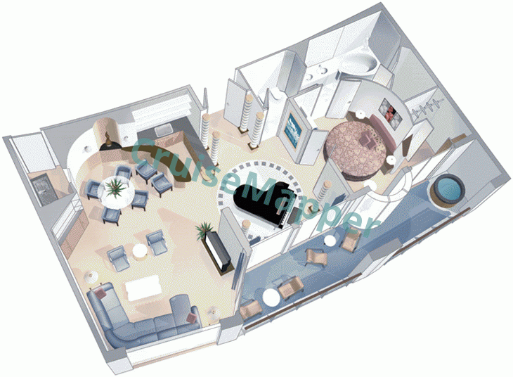 Voyager Of The Seas 1-Bedroom Royal Suite  floor plan