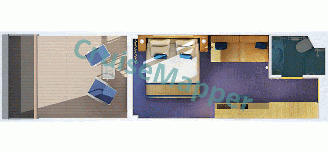 Carnival Sunshine Aft Extended Balcony Cabin  floor plan