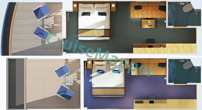 Carnival Splendor Aft Extended Balcony Cabin  floor plan