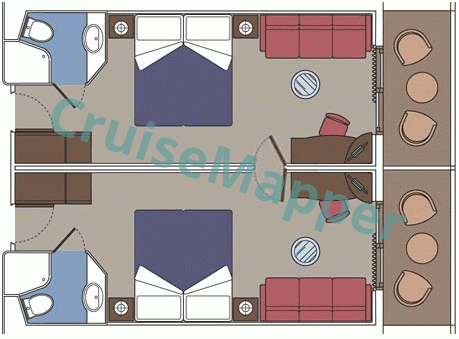 MSC Divina SuperFamily Balcony Cabin  floor plan