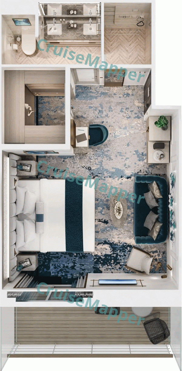 Crystal Serenity Aquamarine Veranda Suite  floor plan