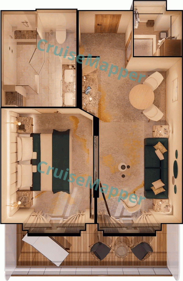 Crystal Serenity Sapphire Veranda Suite  floor plan