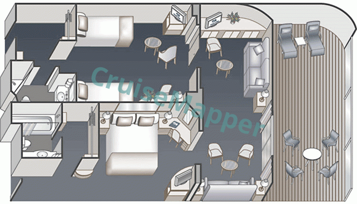 Caribbean Princess 2-Bedroom Family Suite  floor plan