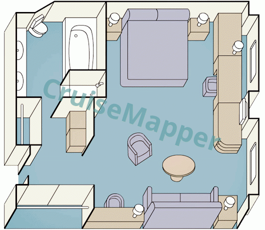 Caribbean Princess Window Suite  floor plan