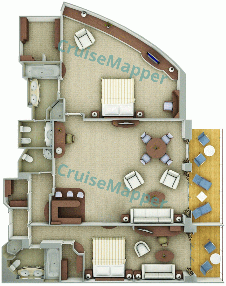 Silver Whisper 2-Bedroom Royal Suite  floor plan