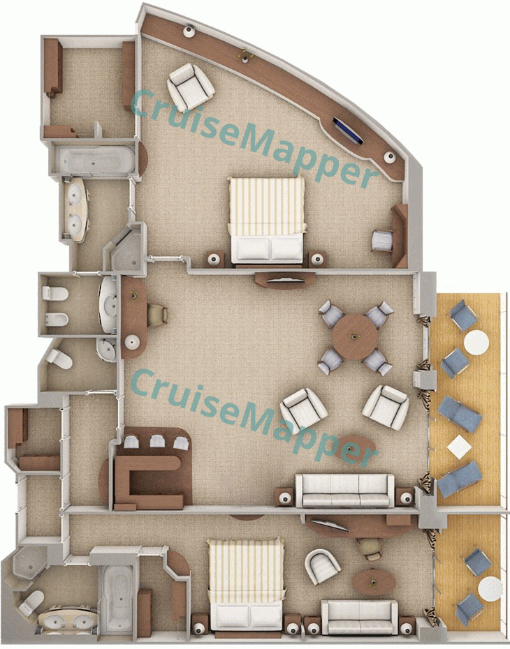 Silver Whisper 2-Bedroom Royal Suite  floor plan