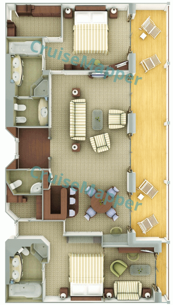 Silver Whisper 2-Bedroom Owners Suite  floor plan