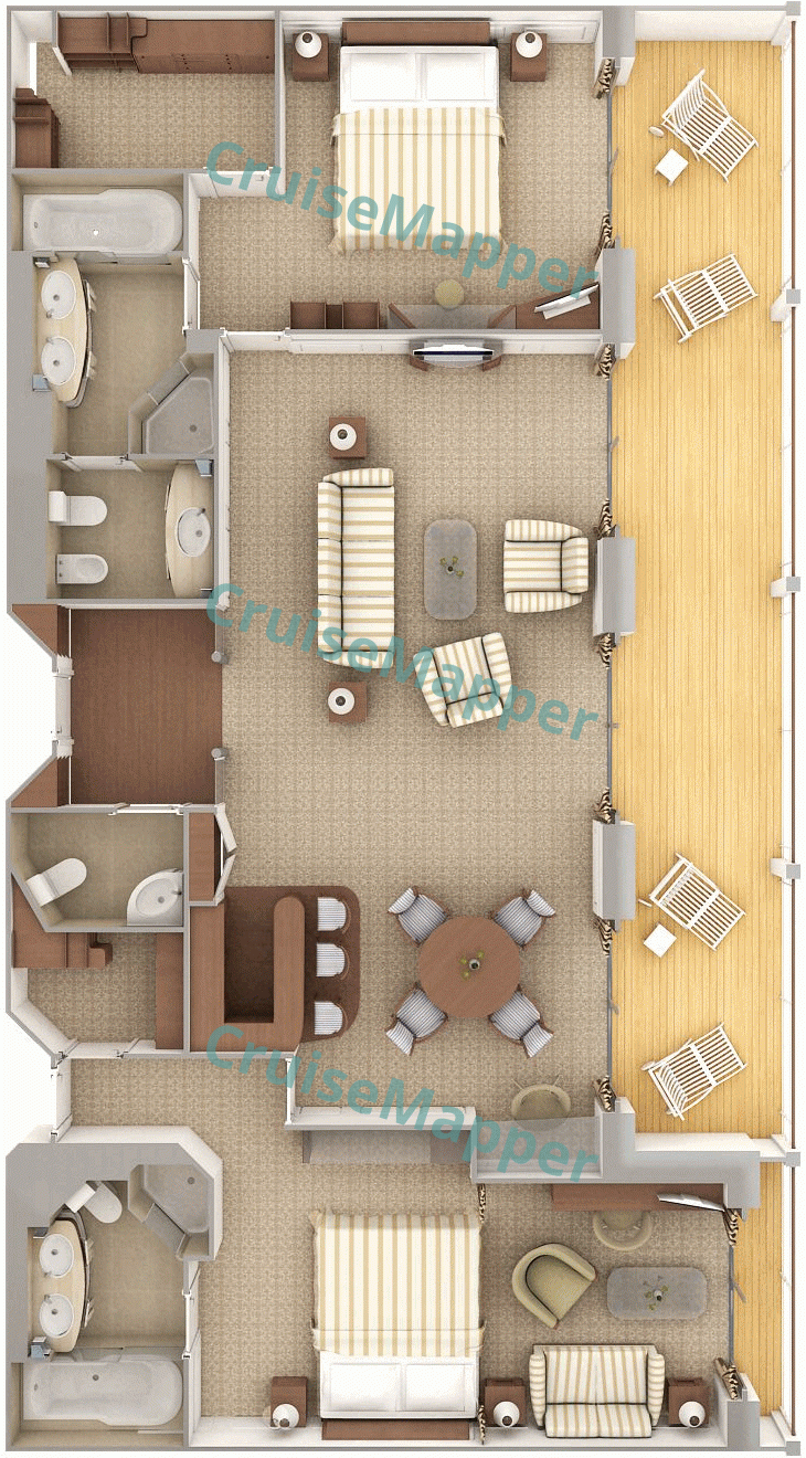 Silver Whisper 2-Bedroom Owners Suite  floor plan