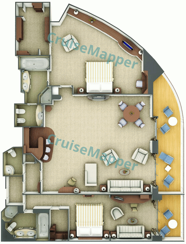 Silver Whisper 2-Bedroom Grand Suite  floor plan