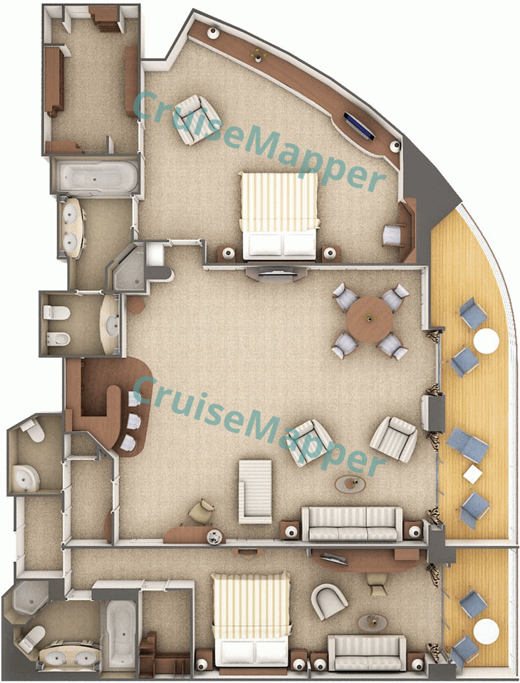 Silver Whisper 2-Bedroom Grand Suite  floor plan