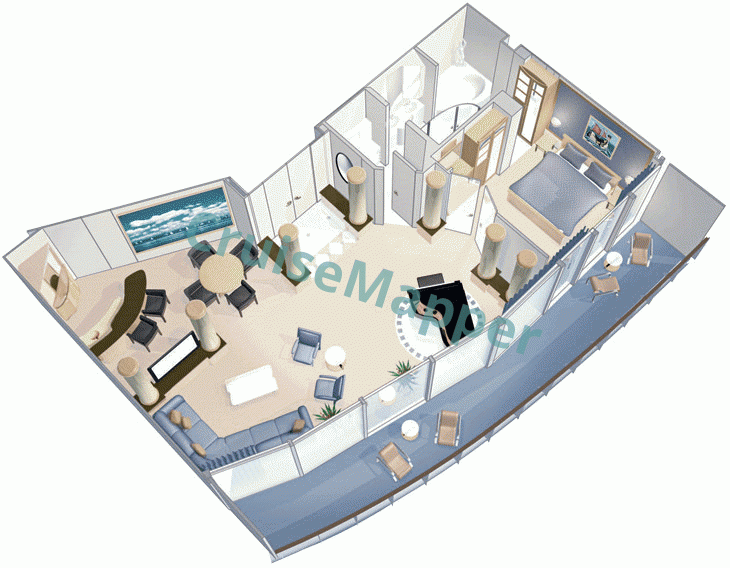 Radiance Of The Seas 1-Bedroom Royal Suite  floor plan