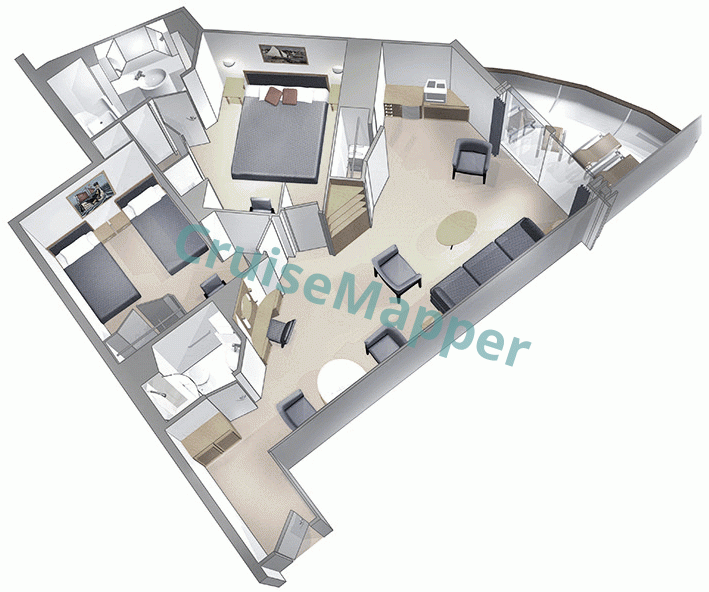 Radiance Of The Seas 2-Bedroom Family Grand Suite  floor plan