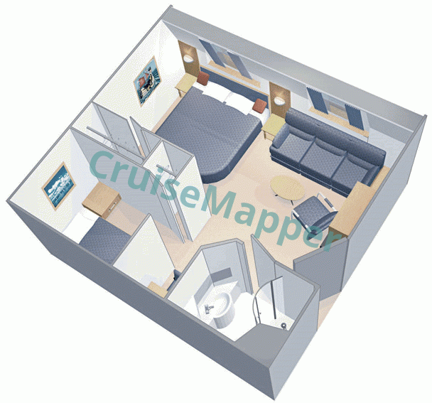 Jewel Of The Seas 2-Bedroom Family Oceanview Cabin  floor plan