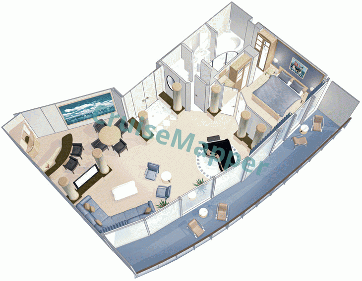 Jewel Of The Seas 1-Bedroom Royal Suite  floor plan