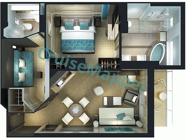 Norwegian Breakaway The Haven 2-Bedroom Family Villa  floor plan