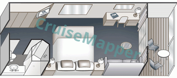 Azamara Onward Pacific Princess Balcony Cabin  floor plan