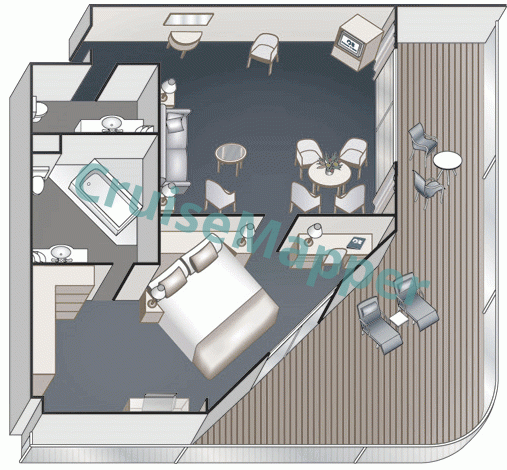 Azamara Onward Pacific Princess Balcony Suite  floor plan