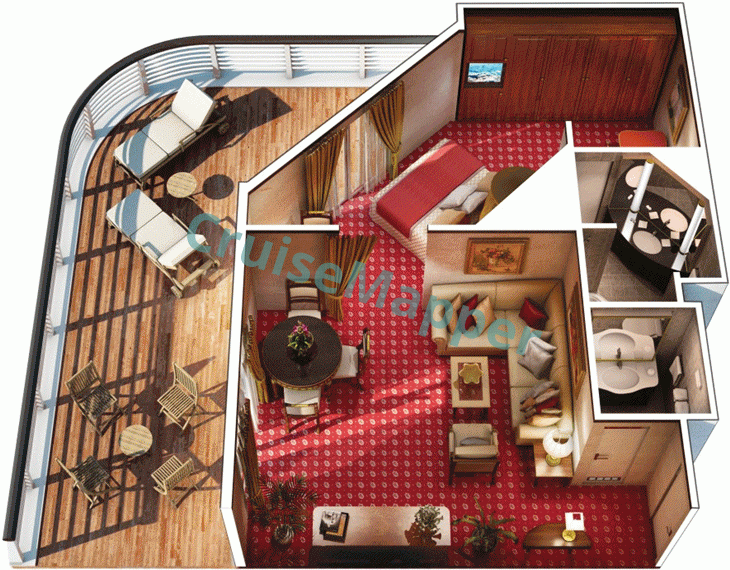 Oceania Sirena 2-Room Owners Suite  floor plan