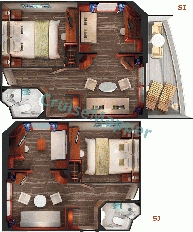 Pride of America 2-Bedroom Family Suite  floor plan