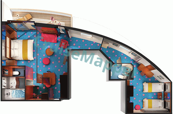 Pride of America 2-Bedroom Deluxe Family Suite  floor plan