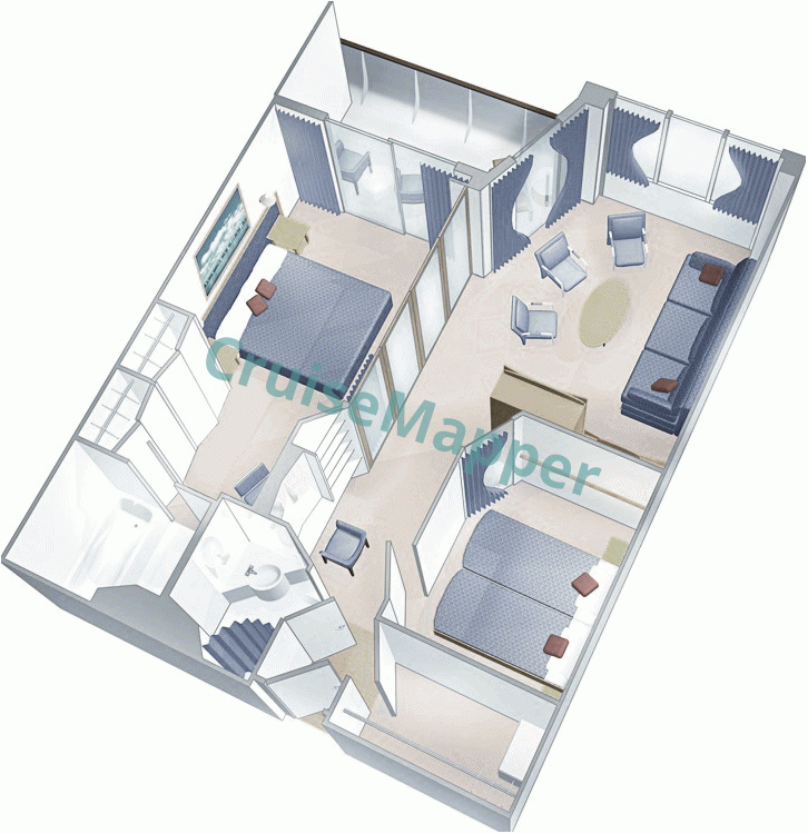 Grandeur Of The Seas 2-Bedroom Family Grand Suite  floor plan