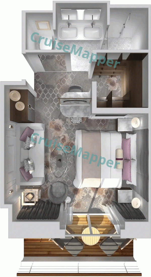 Crystal Symphony Aquamarine Veranda Suite  floor plan