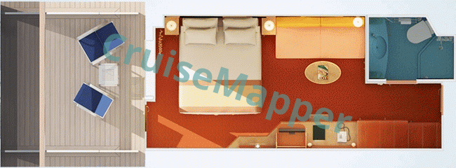 Carnival Valor Aft Extended Balcony Cabin  floor plan