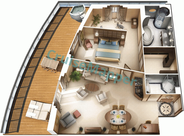 Oceania Marina 3-Room Vista Suite  floor plan