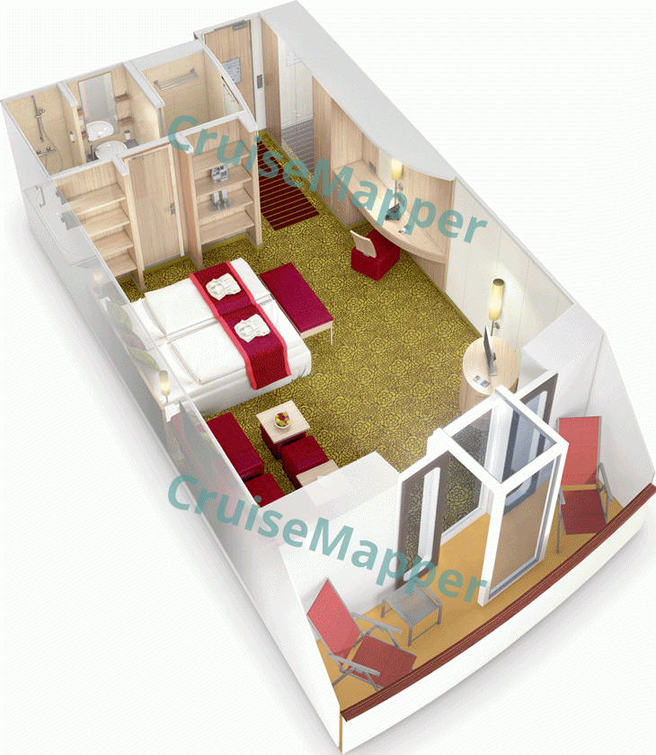 AIDAblu Forward-Facing Junior Suite  floor plan