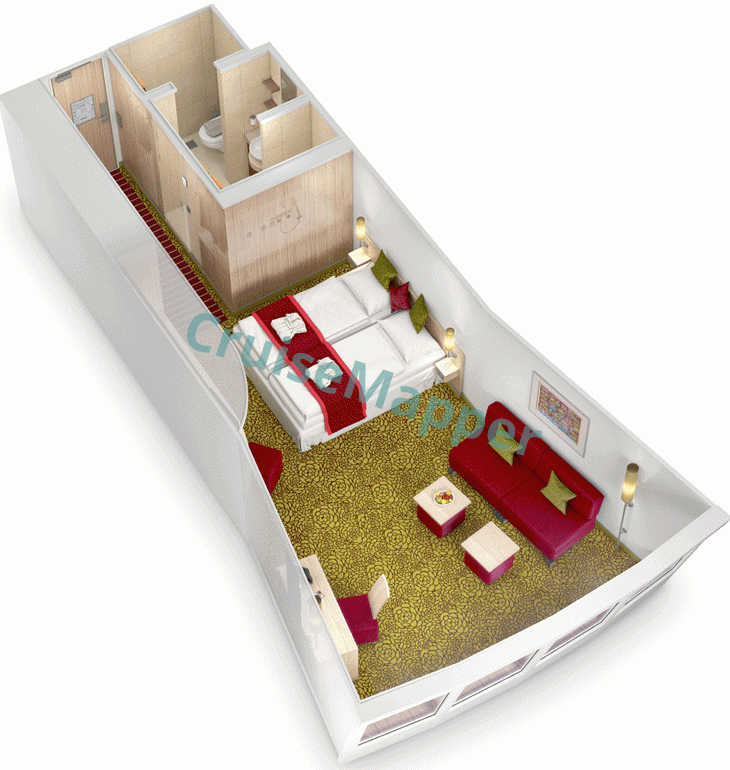 AIDAblu Forward-Facing Panorama Suite  floor plan