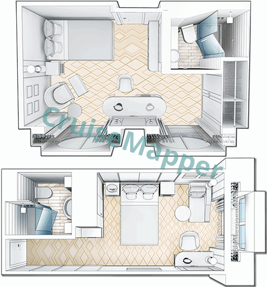 Queen Victoria Studio Single Cabins  floor plan