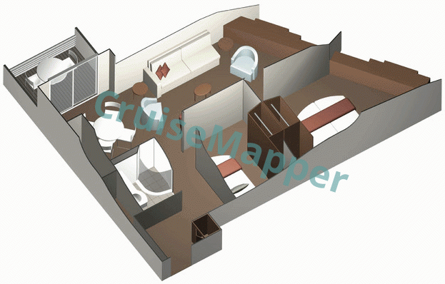 Celebrity Eclipse 2-Bedroom Family Balcony Cabin  floor plan
