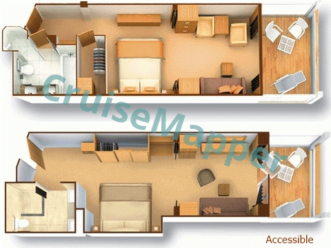 Seabourn Sojourn Veranda Suite  floor plan