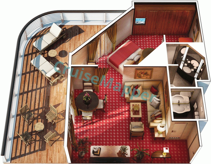 Oceania Insignia 2-Room Owners Suite  floor plan