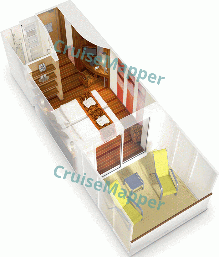 AIDAbella Balkonkabine|Balcony Cabin  floor plan