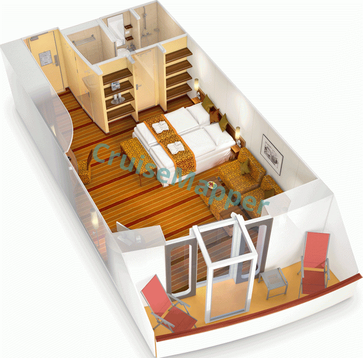 AIDAbella Forward-Facing Junior Suite  floor plan