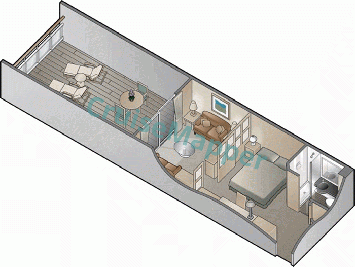 Celebrity Infinity Aft-Facing Sunset Suite|Family Verandah  floor plan