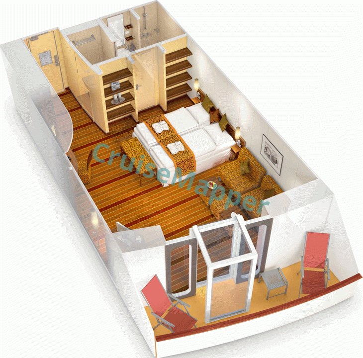 AIDAdiva Forward-Facing Junior Suite  floor plan