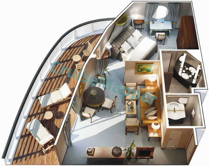 Oceania Nautica 2-Room Vista Suite  floor plan