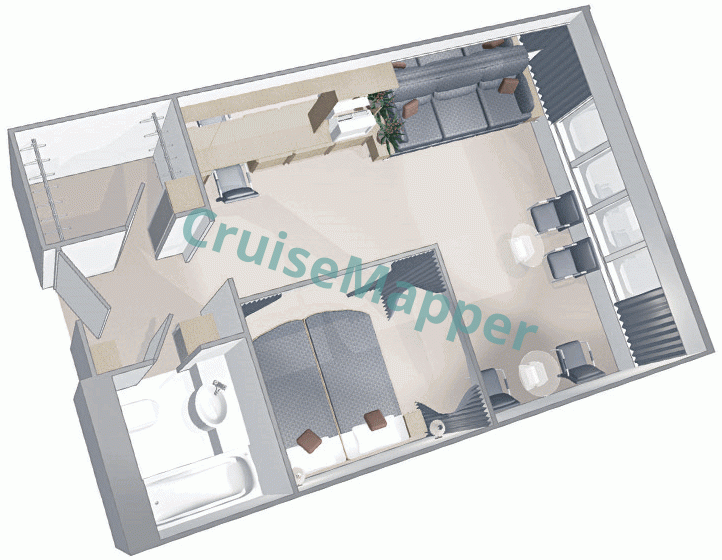 Majesty Of The Seas 1-Bedroom Owners Suite  floor plan