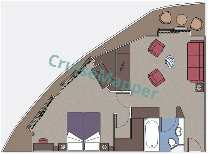 MSC Splendida Grand Suite Aurea with Angle Balcony  floor plan