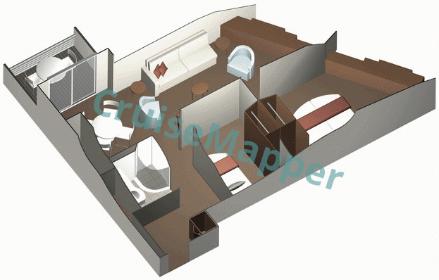 Celebrity Solstice 2-Bedroom Family Balcony Cabin  floor plan