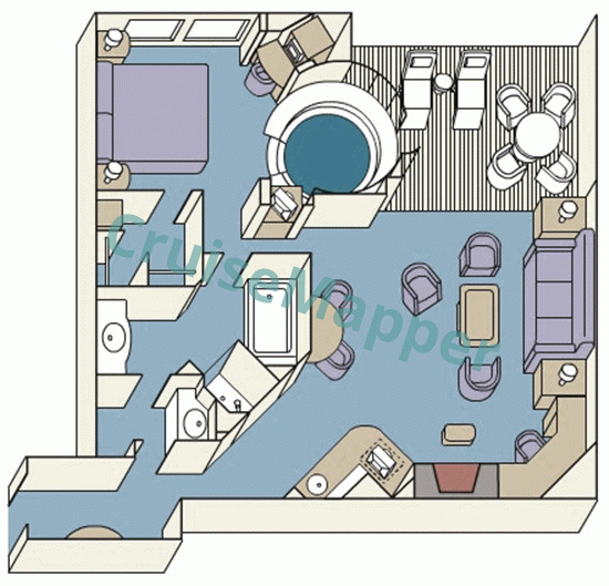 Pacific Adventure Aft-Facing Grand Suite with Balcony  floor plan