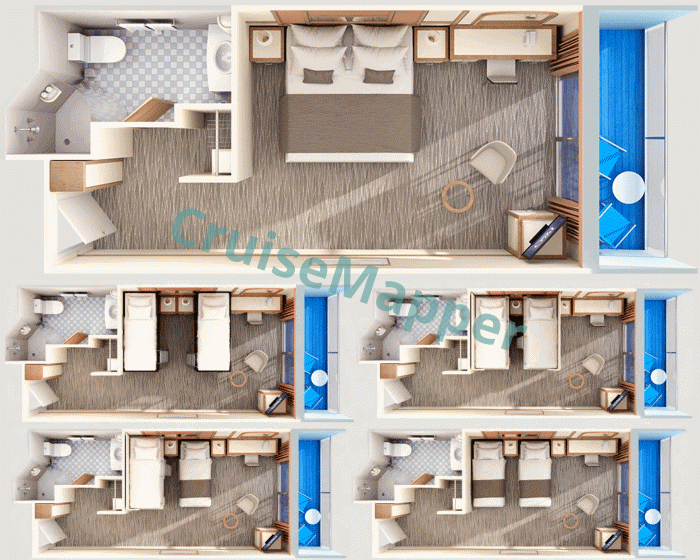 Pacific Adventure Balcony Cabin  floor plan