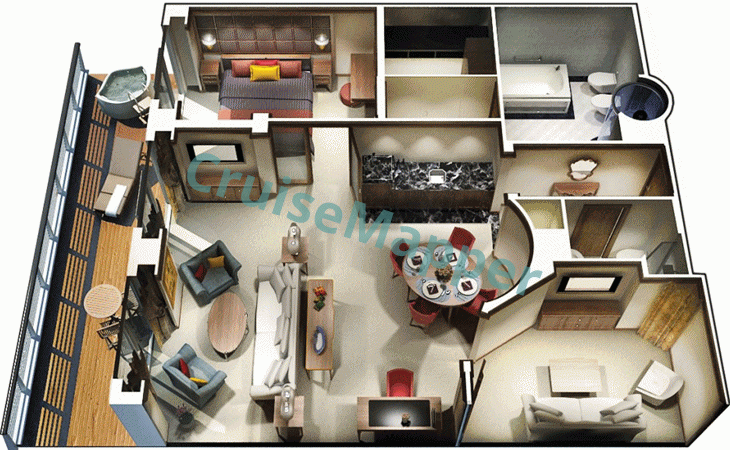 Oceania Riviera 3-Room Oceania Suite  floor plan