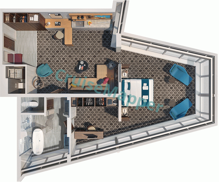 Oasis Of The Seas Ultimate Panoramic Suite with Wraparound Windows  floor plan