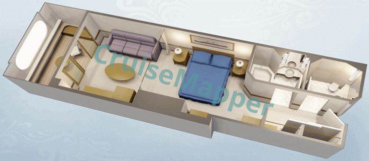 Disney Wonder Navigator Cove Balcony Cabin  floor plan