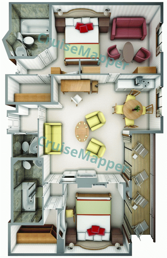 Silver Wind 2-Bedroom Owners Suite  floor plan